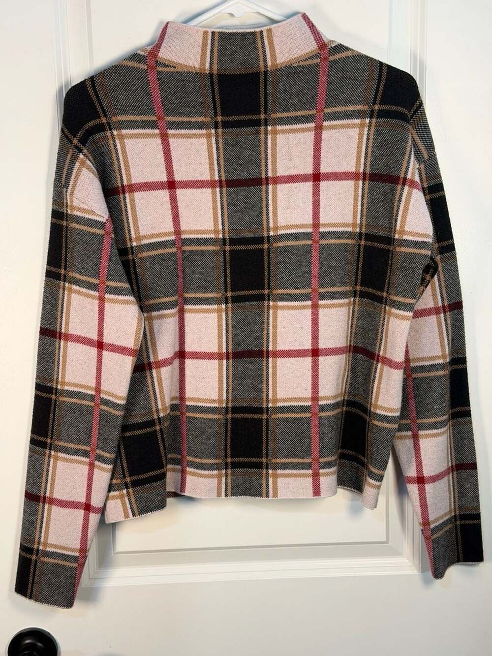 Tahari Mock Neck Plaid Sweater Size S